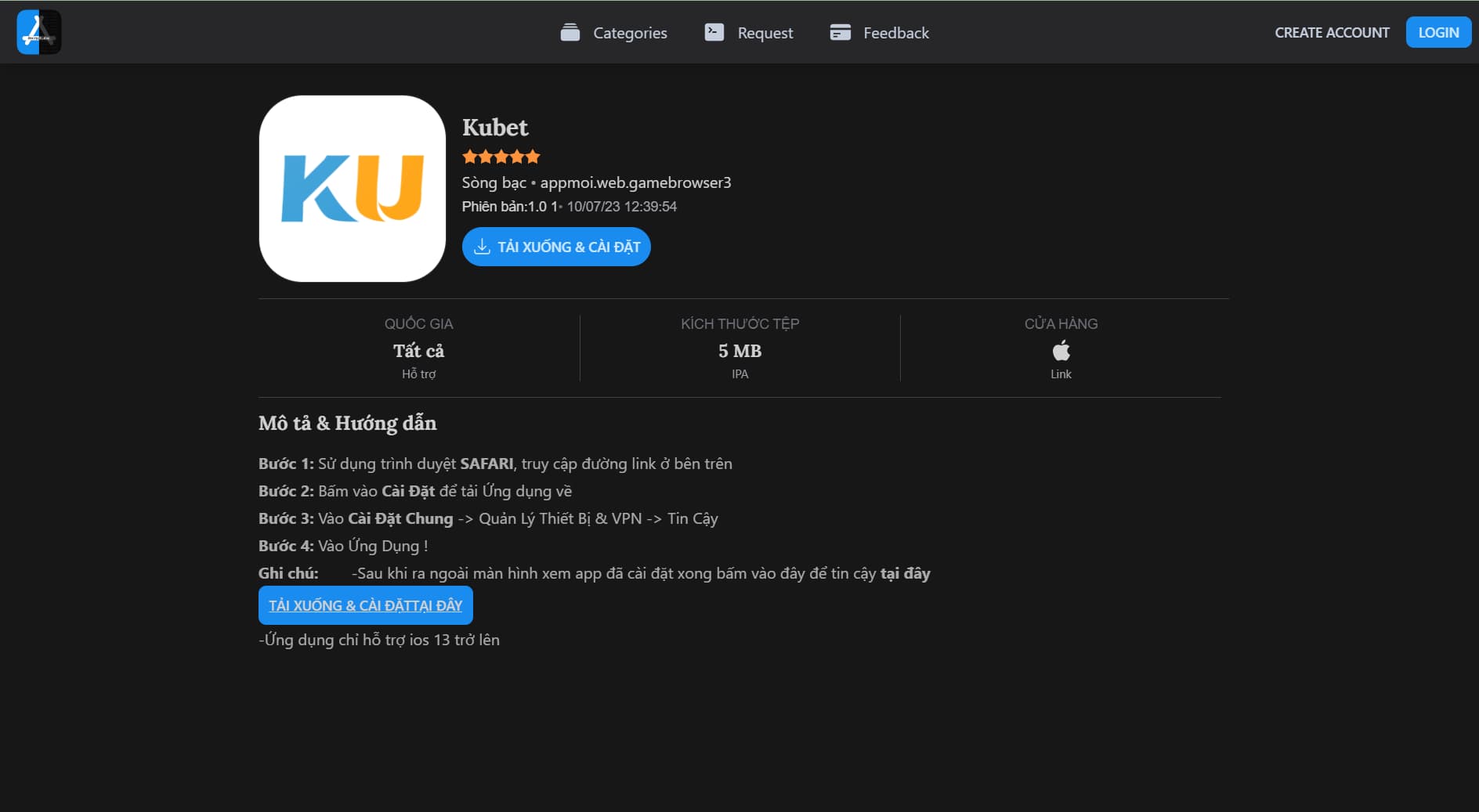 Tại Kubet iOS